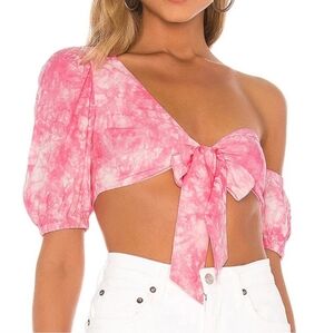 Majorelle Alyssa Pink Tie Dye Crop Top Womens Size Medium